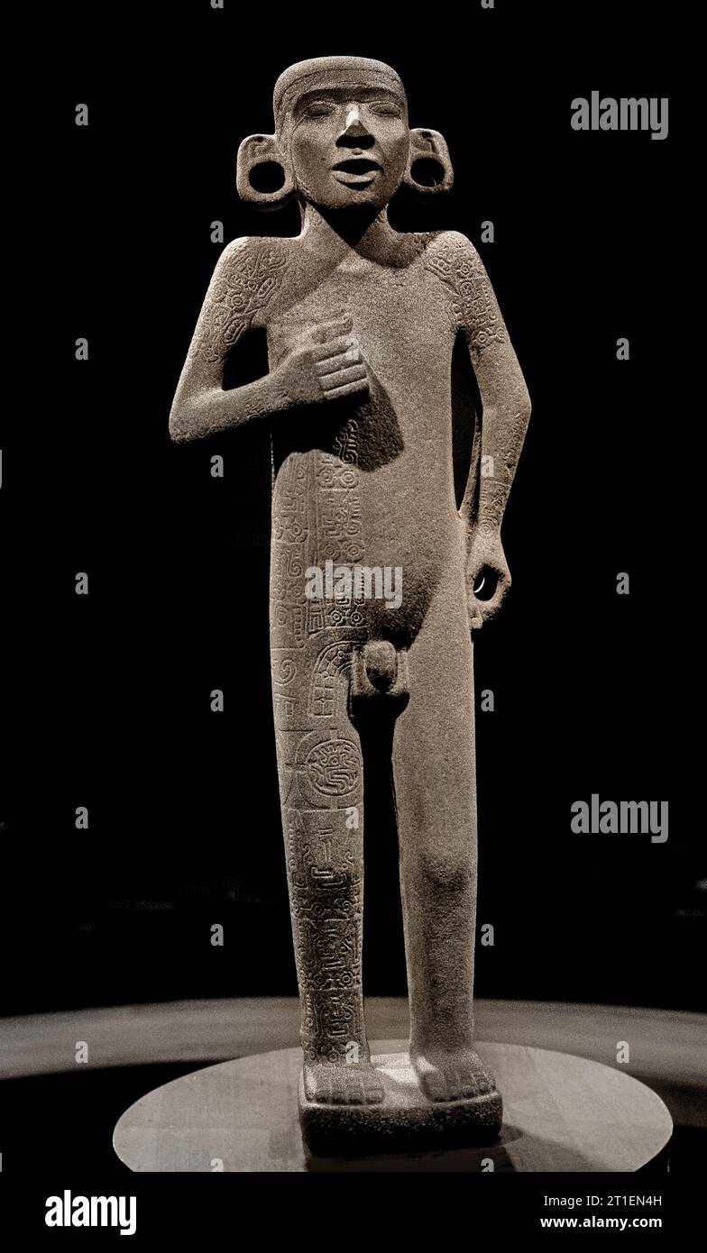 National Anthropology Museum Mexico City Huastec Youth on his back Wind God Tamuin Stock Photo