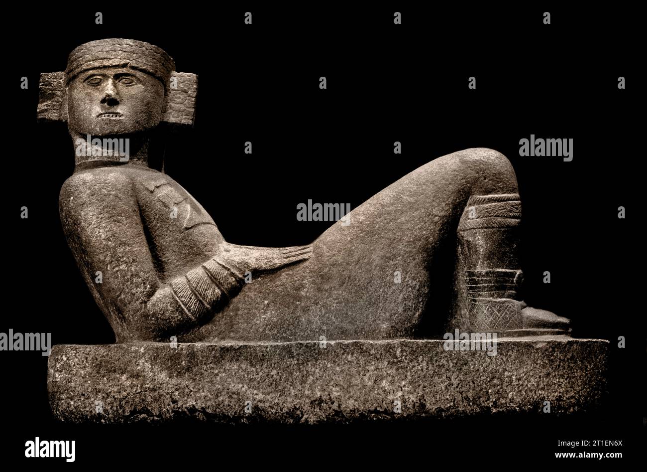 Pre-Columbian mesoamerican stone statue known as Chac-Mool at the National Anthropology Museum in Mexico City Stock Photo