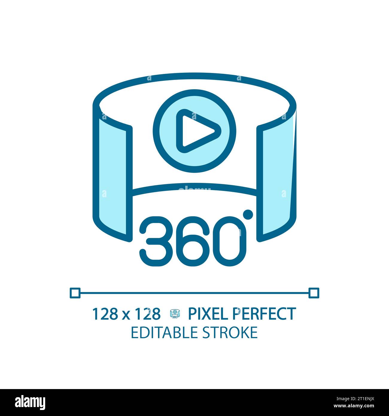 2D thin linear blue 360 degree icon Stock Vector