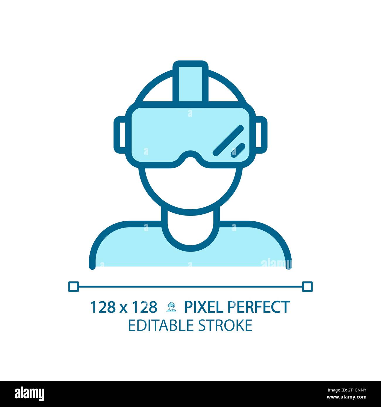 2D thin linear blue virtual reality simulator icon Stock Vector