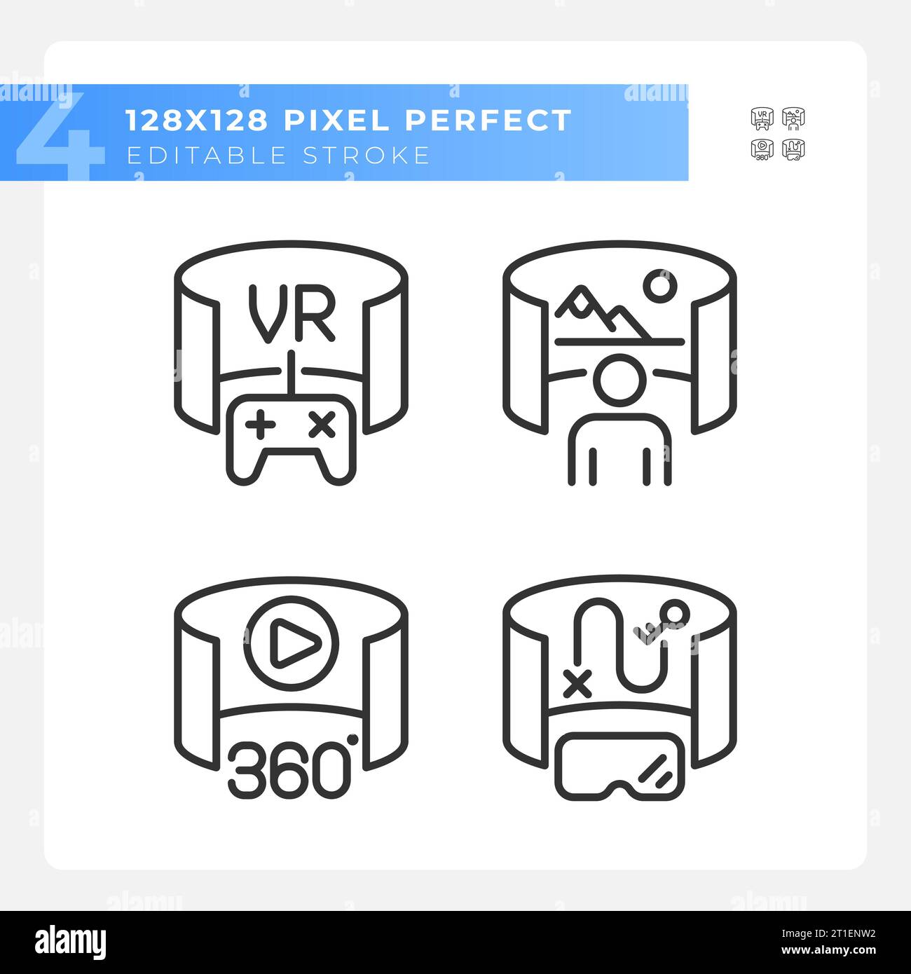 Pixel perfect black VR, AR and MR icons set Stock Vector Image & Art ...