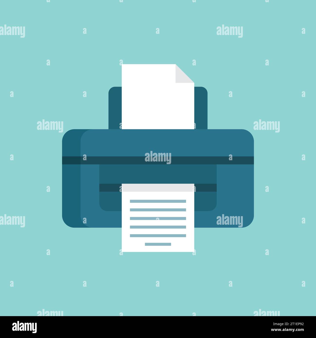 Printer icon in flat style. Office machine vector illustration on ...