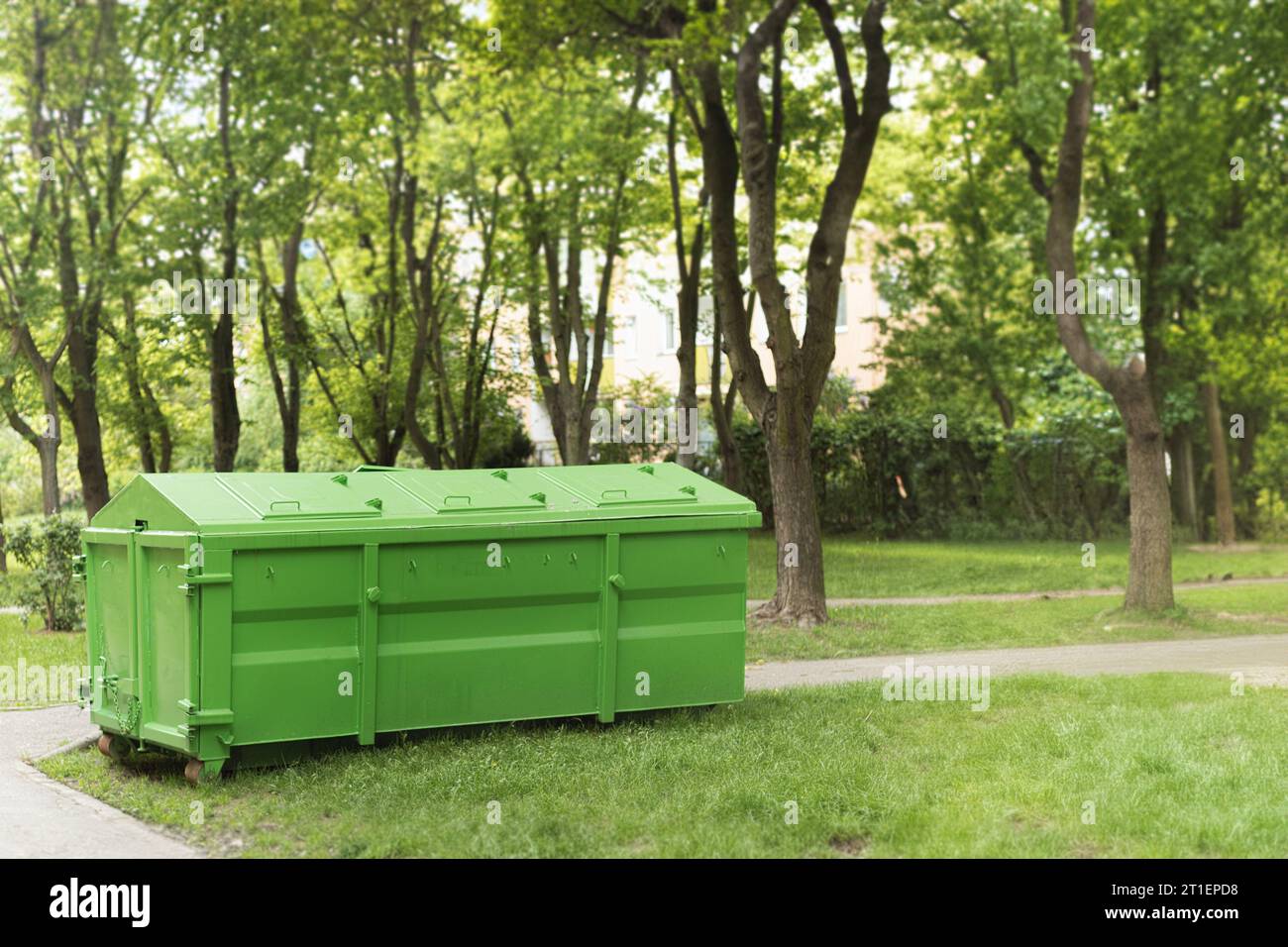 A large container for washing and construction waste. A garbage can for