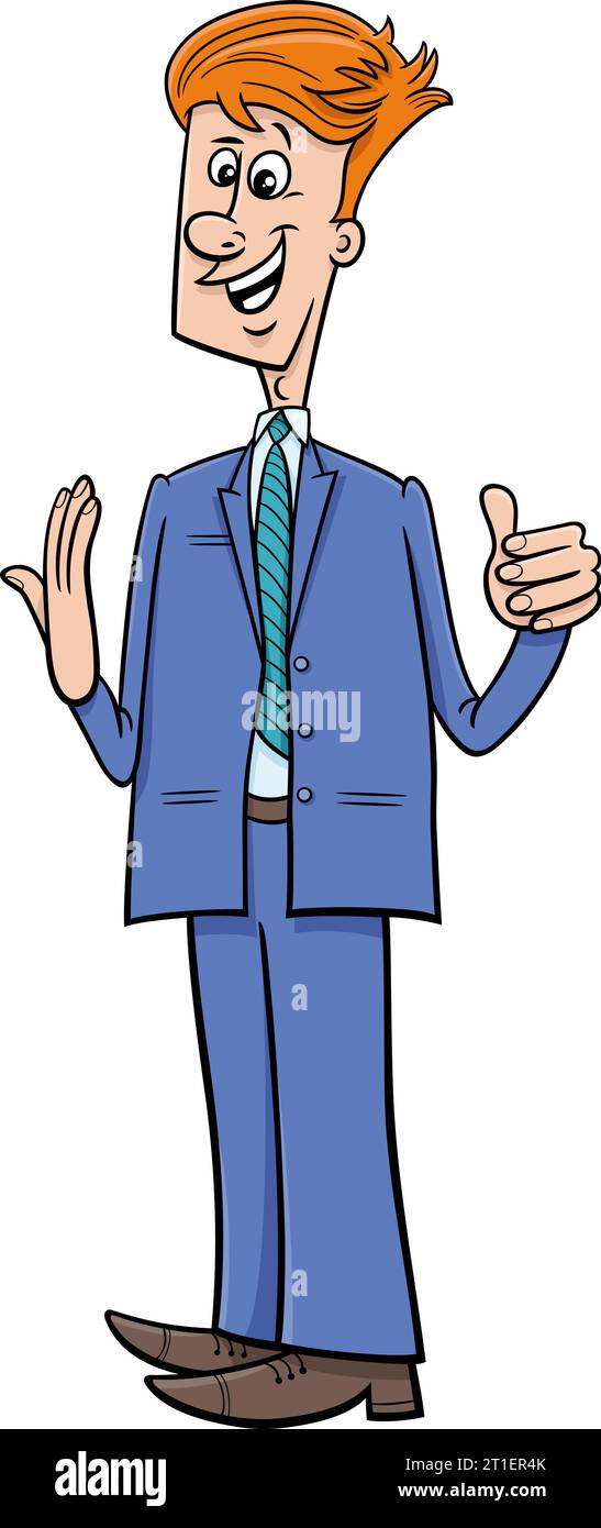 Cartoon illustration of happy businessman character giving a speech ...