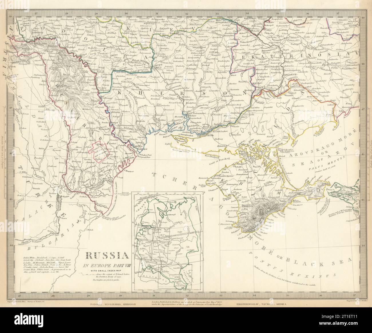 UKRAINE MOLDOVA. Podolia Bessarabia Kherson Taurida Crimea Kiev. SDUK 1844 map Stock Photo