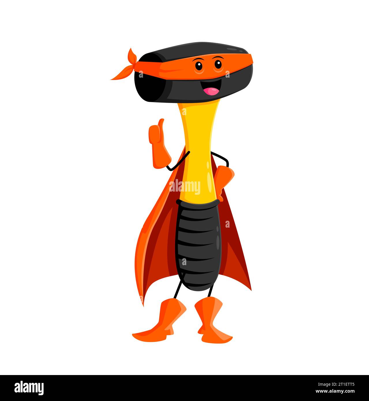 Cartoon mallet tool superhero character. Isolated vector Malletman super hero personage with a flair for smashing obstacles and solving problems, brings humor and creativity to construction adventure Stock Vector