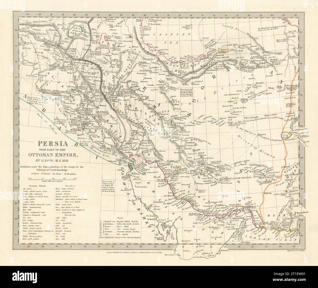 PERSIA (IRAN) . With part of the Ottoman Empire. Iraq. SDUK 1844 old map Stock Photo