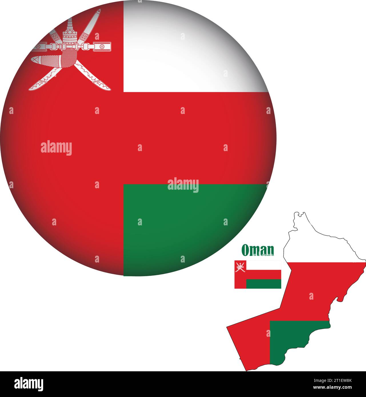 Oman Flag Round Shape Stock Vector