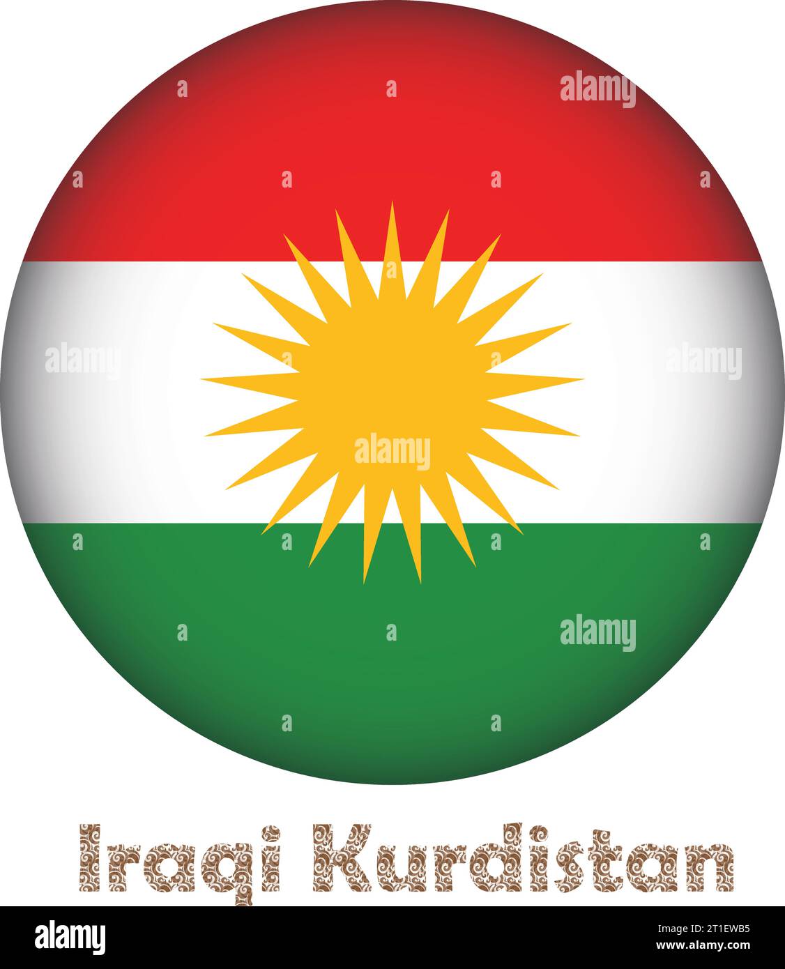 Iraqi Kurdistan Flag Round Shape Stock Vector