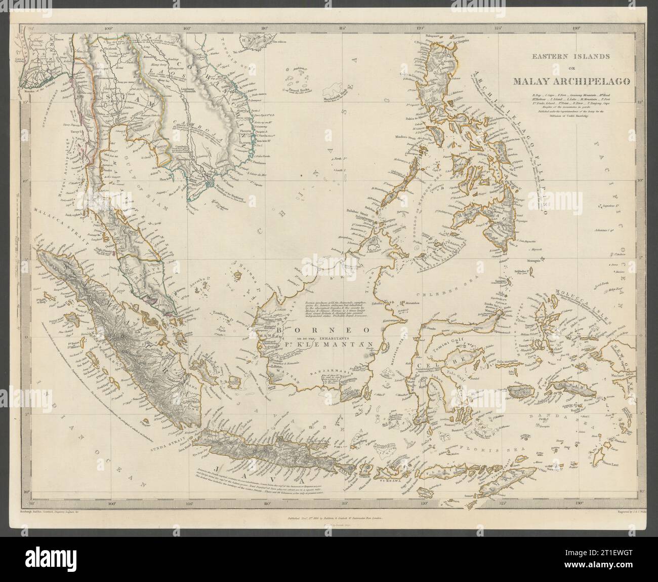 MALAY ARCHIPELAGO. Indonesia Malaysia Philippines Indochina. SDUK 1844 old map Stock Photo