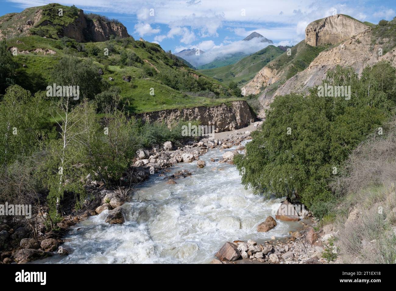 Above the Chegem river in the mountains of Kabardino-Balkaria. Russian Federation Stock Photo