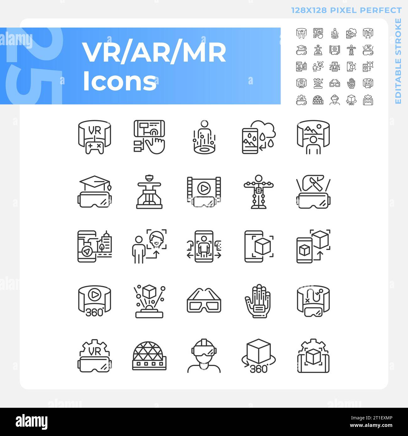 2D customizable black VR, AR and MR icons set Stock Vector Image & Art ...