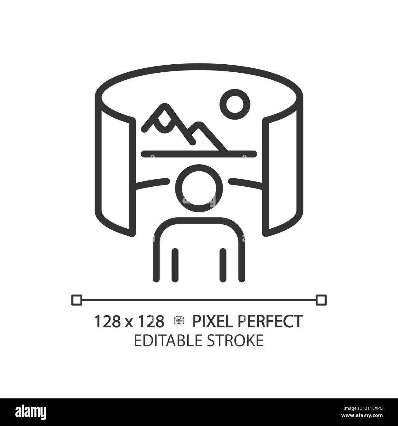 2d thin linear black virtual landscape image icon stock vector image