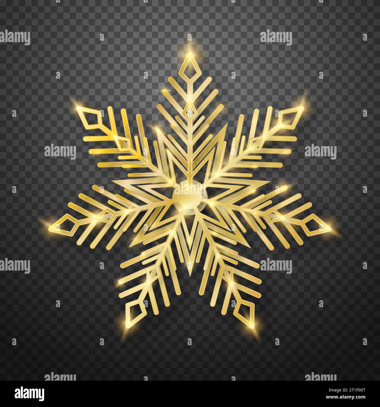 Snowflake with a golden shiny texture on a transparent background Stock ...