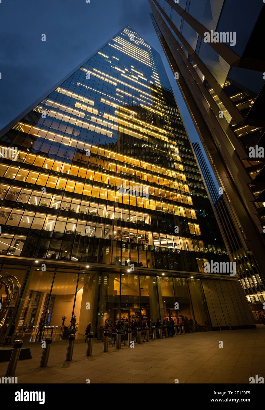 London, UK: Tall buildings in the City of London. The Scalpel at 52 Lime Street (L) and Willis Building at 51 Lime Street (R). Stock Photo