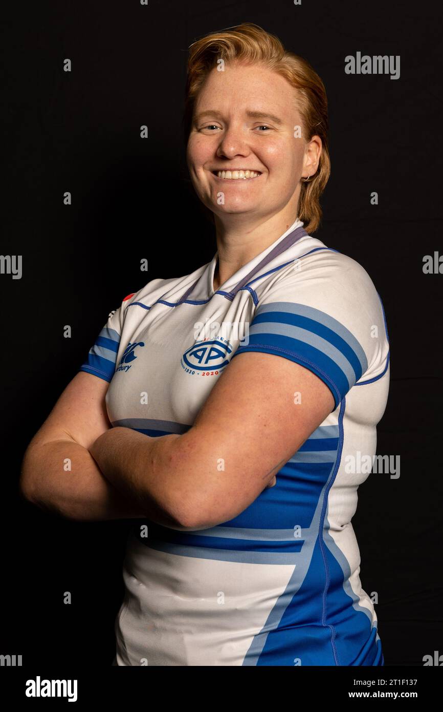 AMSTERDAM, NETHERLANDS - SEPTEMBER13 :  Maaike Veldhuizen player of AAC during the Rugby team captain shoot september 13, 2023  at NRCA in Amsterdam Stock Photo