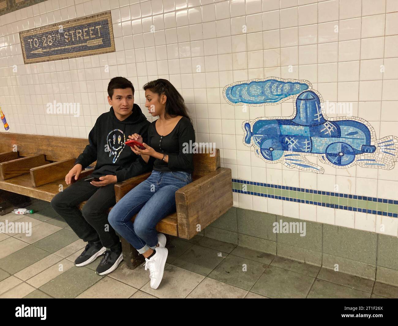Subway art on platform 28th hi-res stock photography and