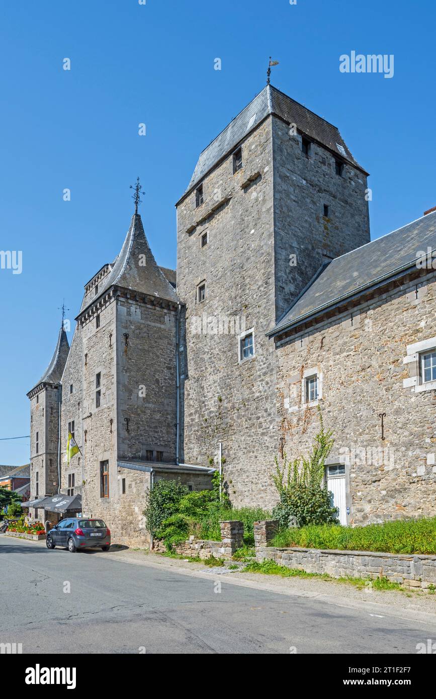 Avouerie d'Anthisnes, 12th century advocatus' donjon / medieval keep in the village Anthisnes, province of Liège, Belgian Ardennes, Wallonia, Belgium Stock Photo