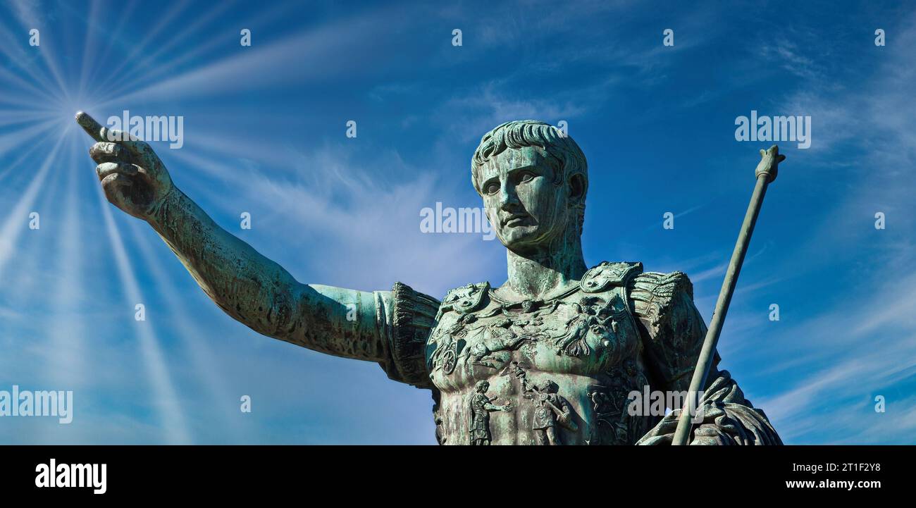 Julius Caesar, ancient statue in Rome, Italy. Concept for leadership, personal growth, personal development, self help Stock Photo