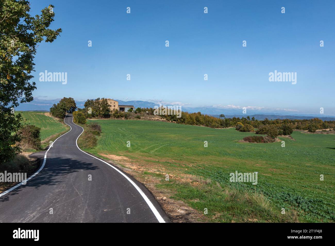 A countryside road, central Catalunya, October Stock Photo