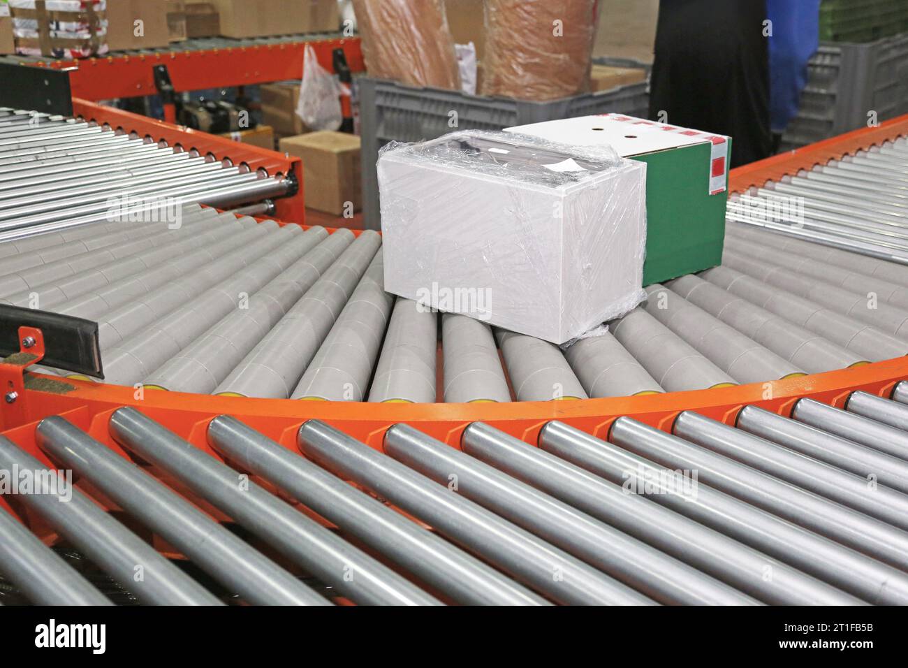 Shipping Boxes at Sorting Conveyor in Distribution Warehouse Regional