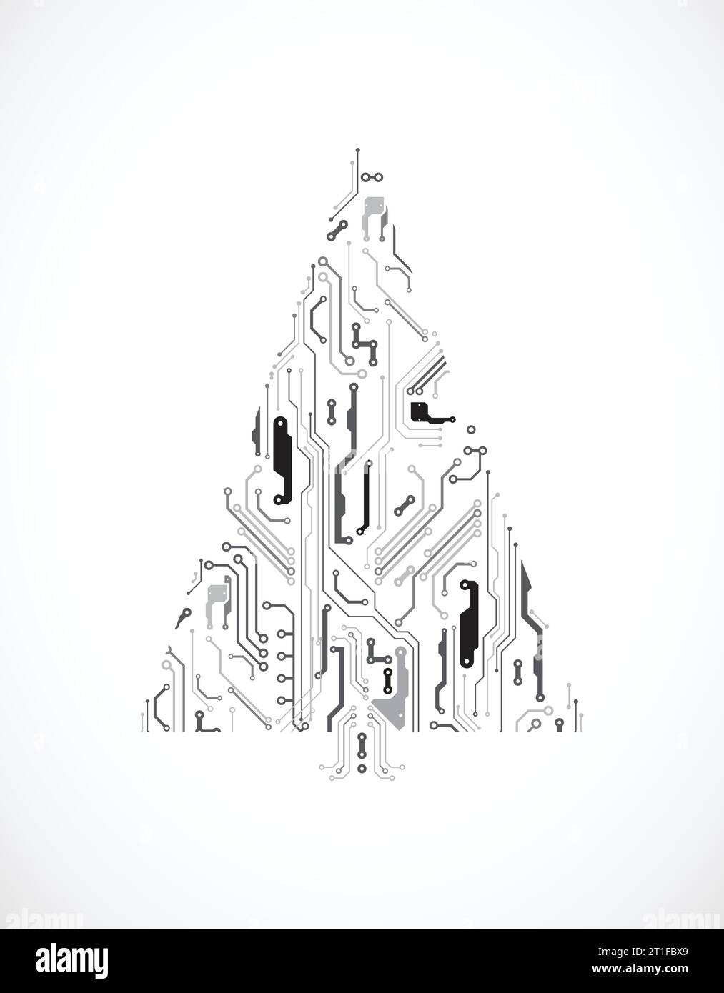 Technology christmas tree from digital electronic circuit. Stock Vector