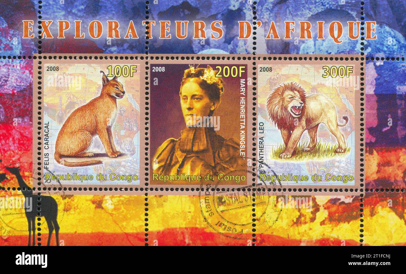 CONGO - CIRCA 2008: stamp printed by Congo, shows Mary Henrietta Kingsley, circa 2008 Stock Photo