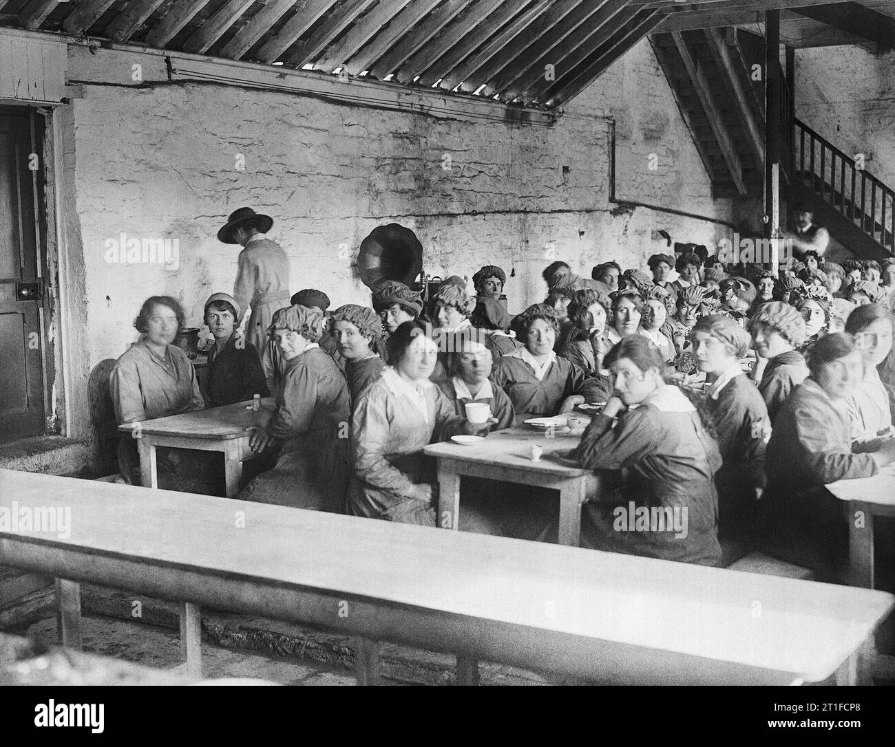 Industry during the First World War Dublin Women sit at benches in the