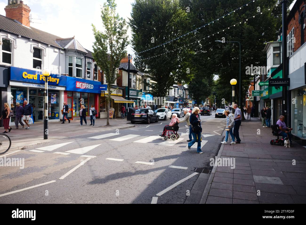 The main shopping street of Cleethorpes town is thriving and busyj