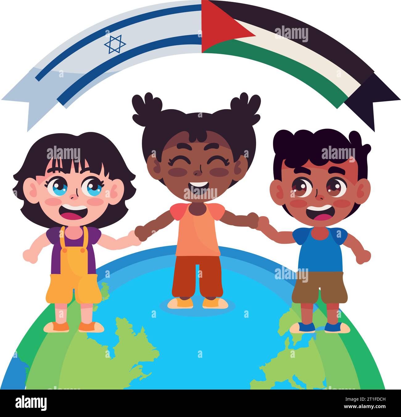 Israel and palestine peace kids around the world stock vector image