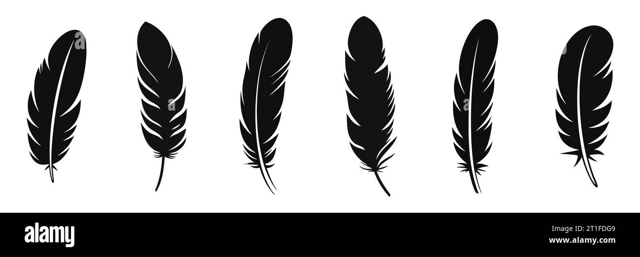 Feather Set icon, logo isolated on white background. Vector ...