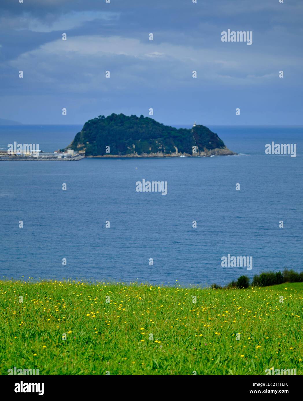 panorama of the Basque coast where the shapes of the cliffs represent ...