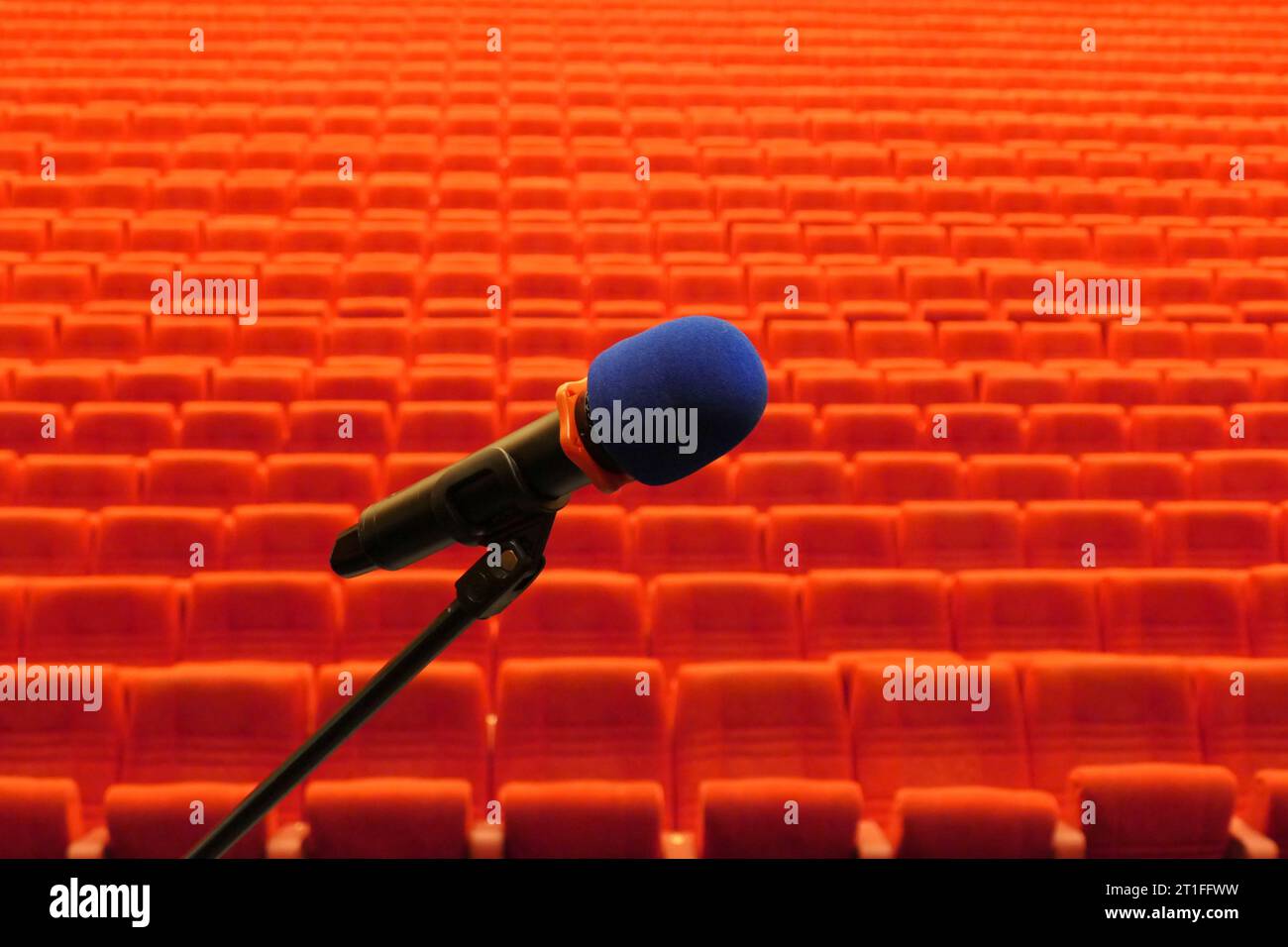 microphone in front of an empty auditorium Stock Photo - Alamy