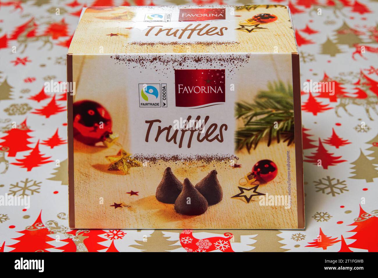 Christmas festive Favorina sweet chocolate truffles on display Stock Photo  - Alamy