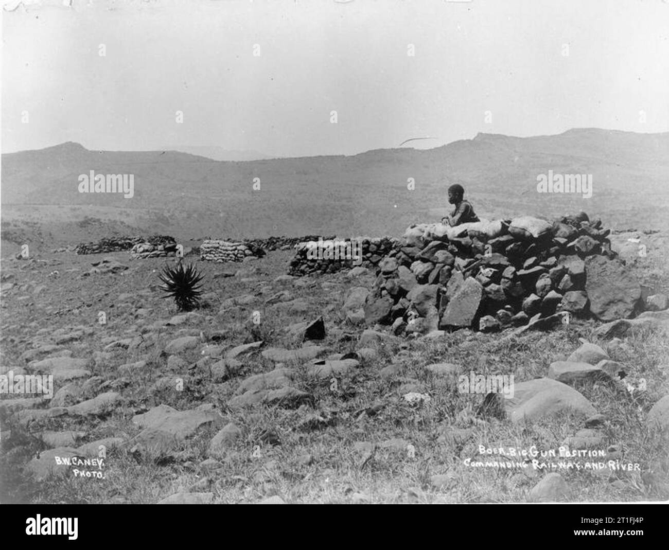 Boer War Photograph Taken by B W Caney Big gun position commanding