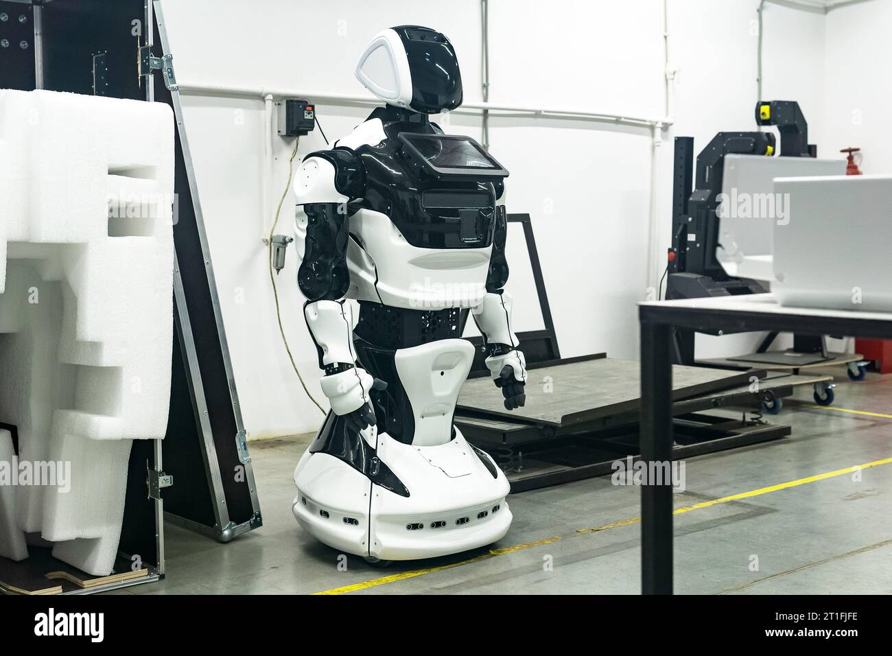 Perm, Russia - July 13, 2023: newly assembled humanoid robot in a ...