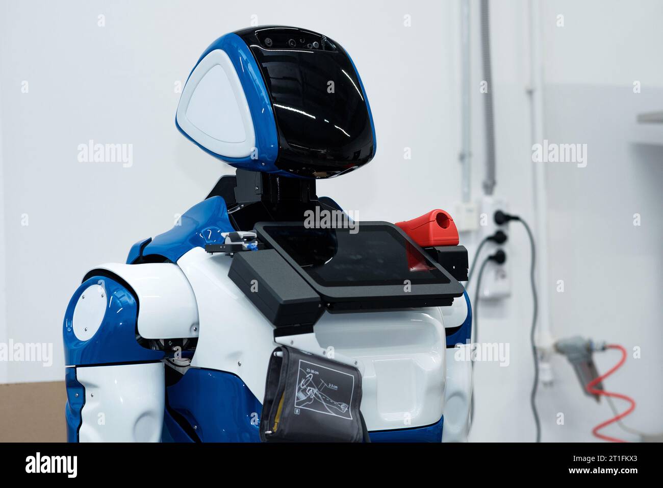 Perm, Russia - July 13, 2023: switched off humanoid robot with an ...