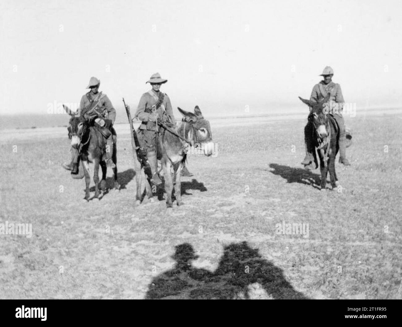 The Second Boer War, 1899-1902 Mounted infantry troops riding donkeys on patrol. Stock Photo