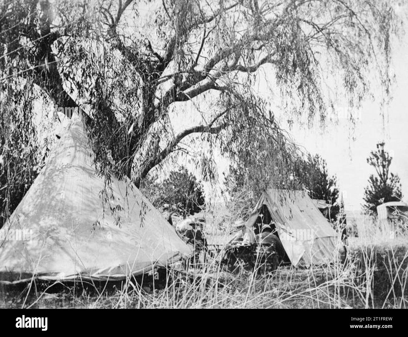 The Second Boer War, 1899-1902 Troops of one of the British regiments resting in their camp. Stock Photo