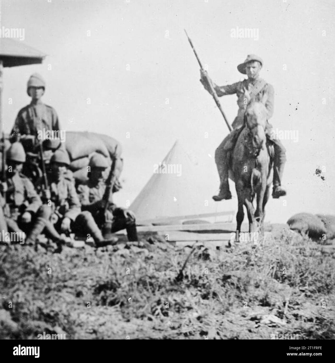 The Second Boer War, 1899-1902 Troops of one of the British mounted regiments in their camp. Stock Photo