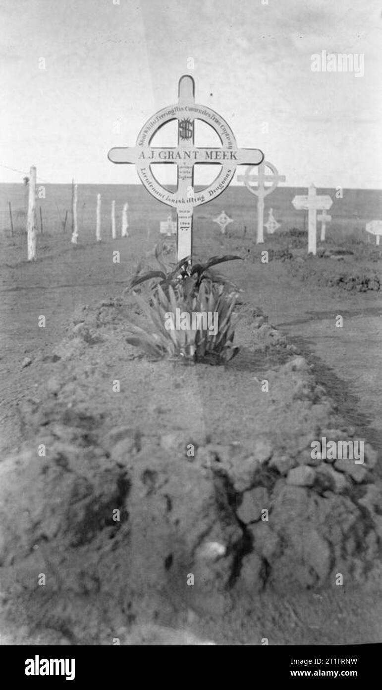 The Second Boer War, 1899-1902 Grave of Lieutenant A. J. Grant Meek of the Inniskilling Dragoons, died 7 June 1900. Waterval Cemetery. Stock Photo