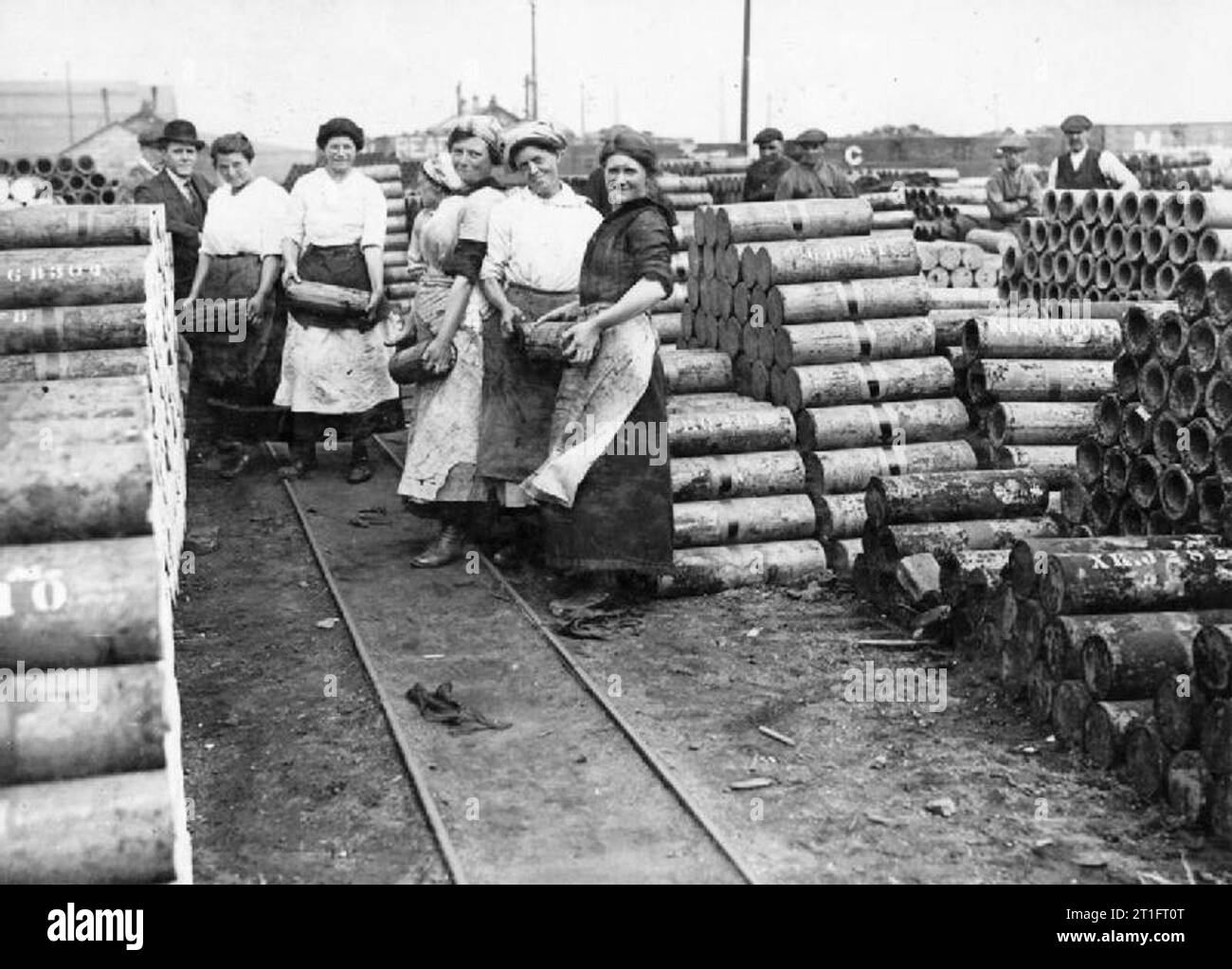 Industry during the First World War Female workers pack and load shell ...