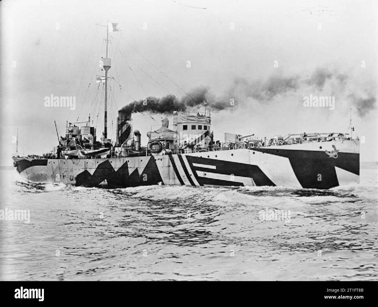 Photograph of British sloop HMS Rocksand in dazzle camouflage Stock ...