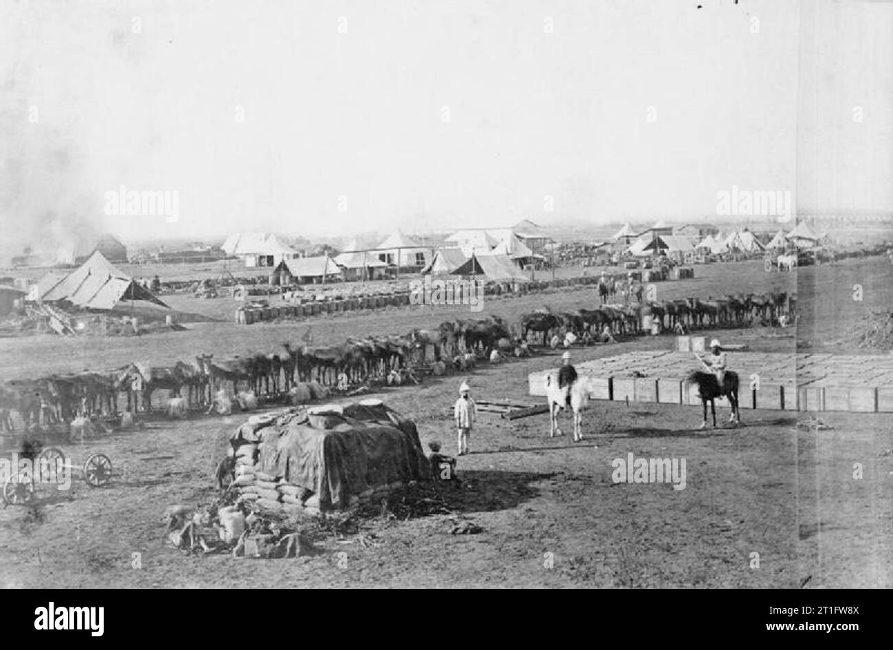 The Abyssinian Campaign, Ethiopia, 1868 Military camp at Zoula showing ...