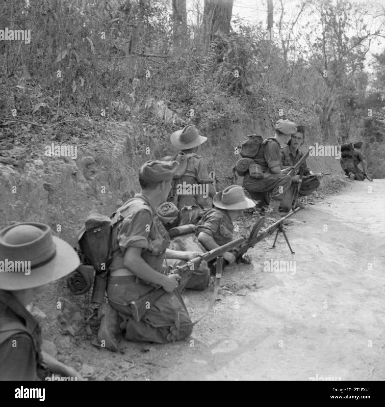 The British Army in Burma 1945 An infantry patrol pauses near a ...