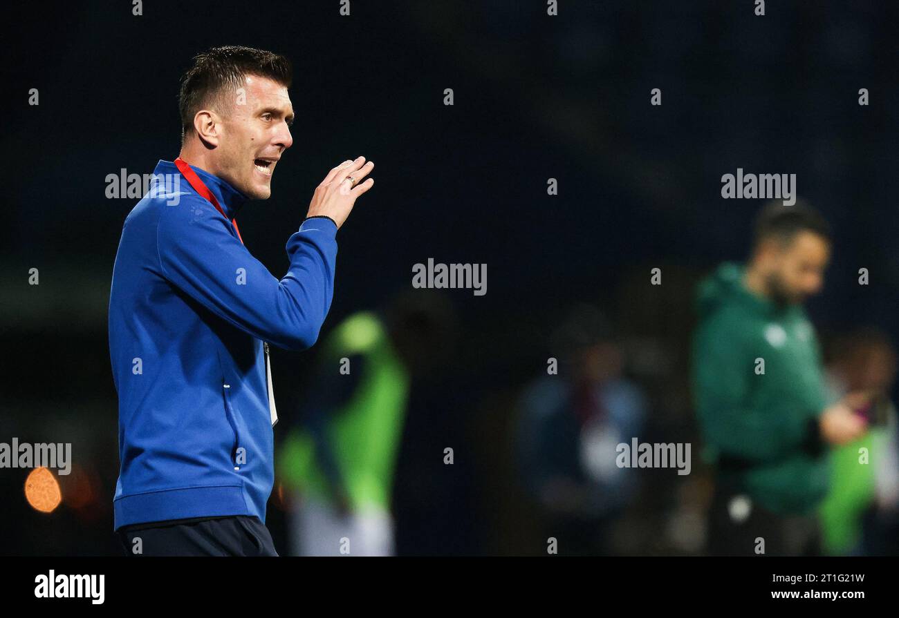 Sarajevo, Bosnia And Herzegovina. 13th Oct, 2023. Head Coach of BiH Igor Jankovic gives his team instructions during the U21 EURO Qualification Group H match between Bosnia and Herzegovina and France at Grbavica Stadium in Sarajevo, Bosnia and Herzegovina, on October 13, 2023. Photo: Armin Durgut/PIXSELL Credit: Pixsell/Alamy Live News Stock Photo