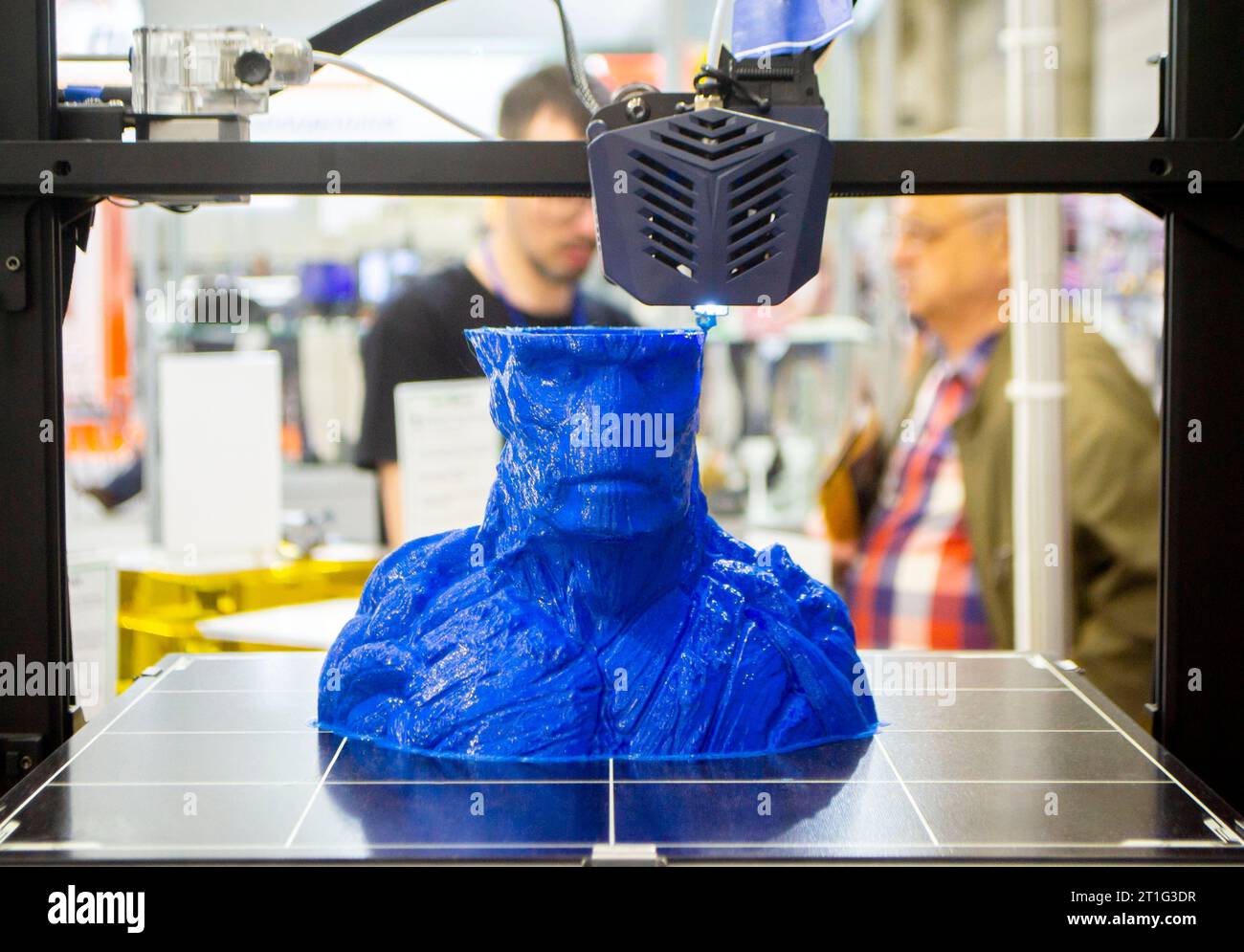 3D printer printing object close-up. Process creating three-dimensional ...
