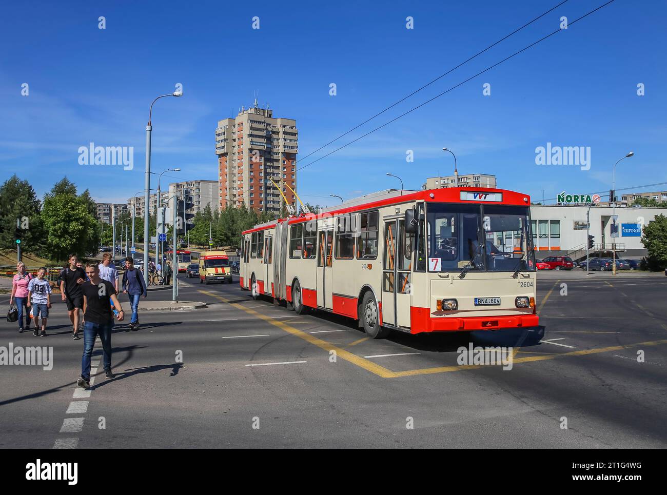 8.06.2018. Lithuania, Vilnius. Trolleybus Skoda 15tr. Stock Photo