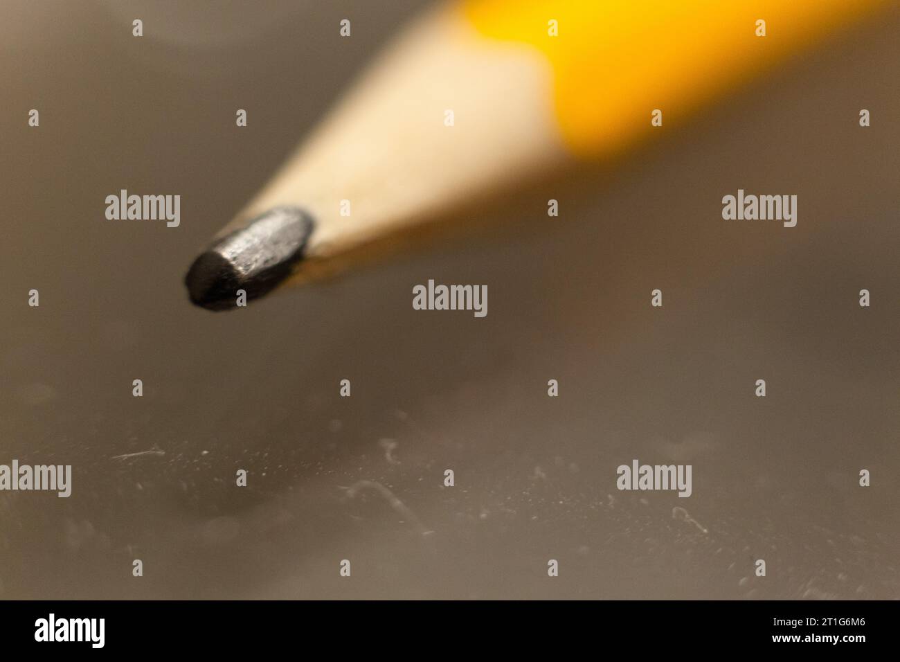 A detailed shot of the nib of a yellow pencil Stock Photo