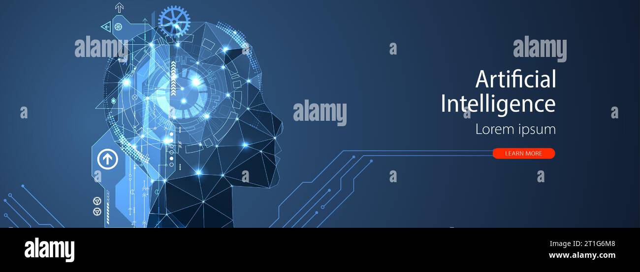 Artificial intelligence (AI) and big data concept. Machine cyber mind ...